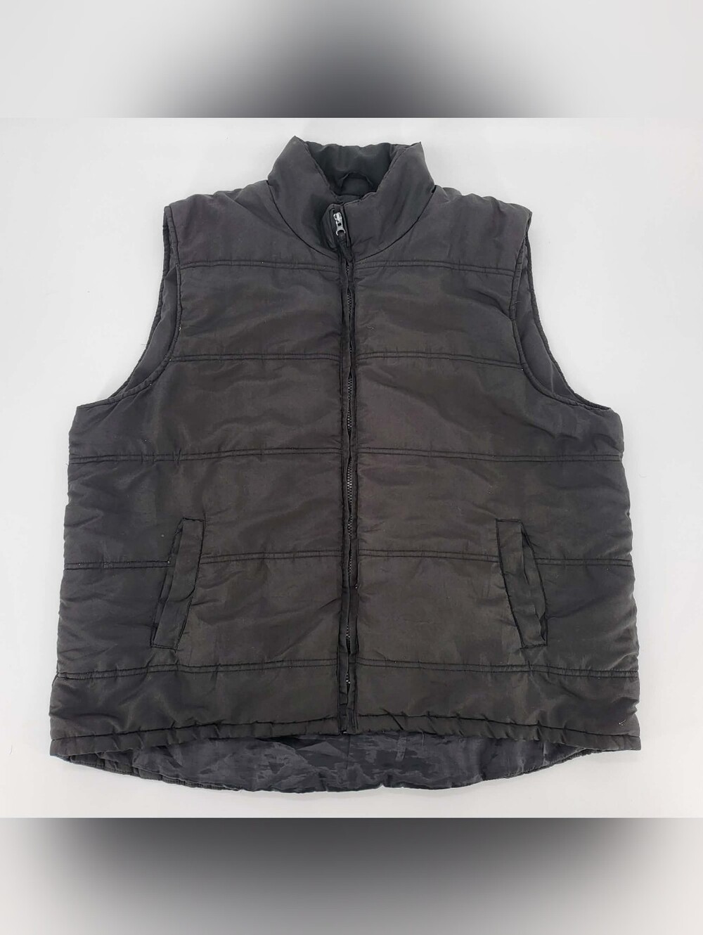 Men's Quilted Black Puffer Vest with Stand Collar